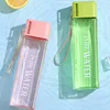 500ml 1 Pcs Clear Square Drinking Glass in Mate Plastic Portable Water Bottle with Milk Cable for Outdoor Sports Water bottle 5