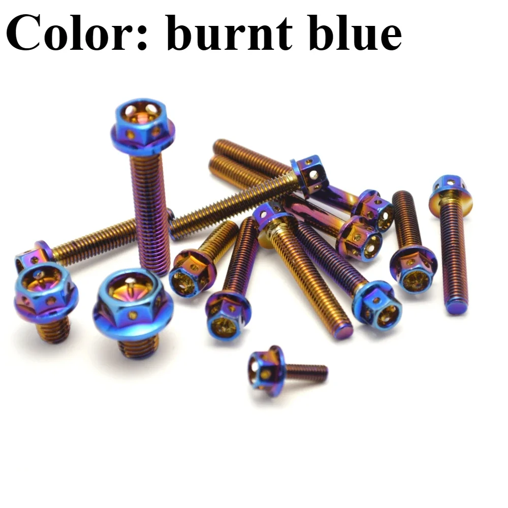 M8M6 stainless steel 304 screw electroplated blue screw outer hexagon big head electric car motorcycle