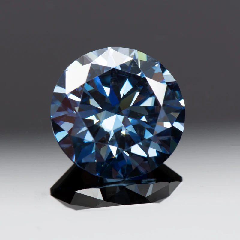 

Moissanite Round Shape Primary Colours Royal Blue Color Lab Grow Diamond Wholesale High-quality Gemstones with GRA Certifies