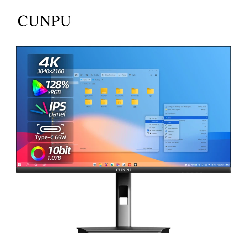 

27 Inch 4K UHD 3840*2160 Monitor HDR Type-C port IPS HDR Computer Desktop IPS Display Low Blue Light Screen For Design Office