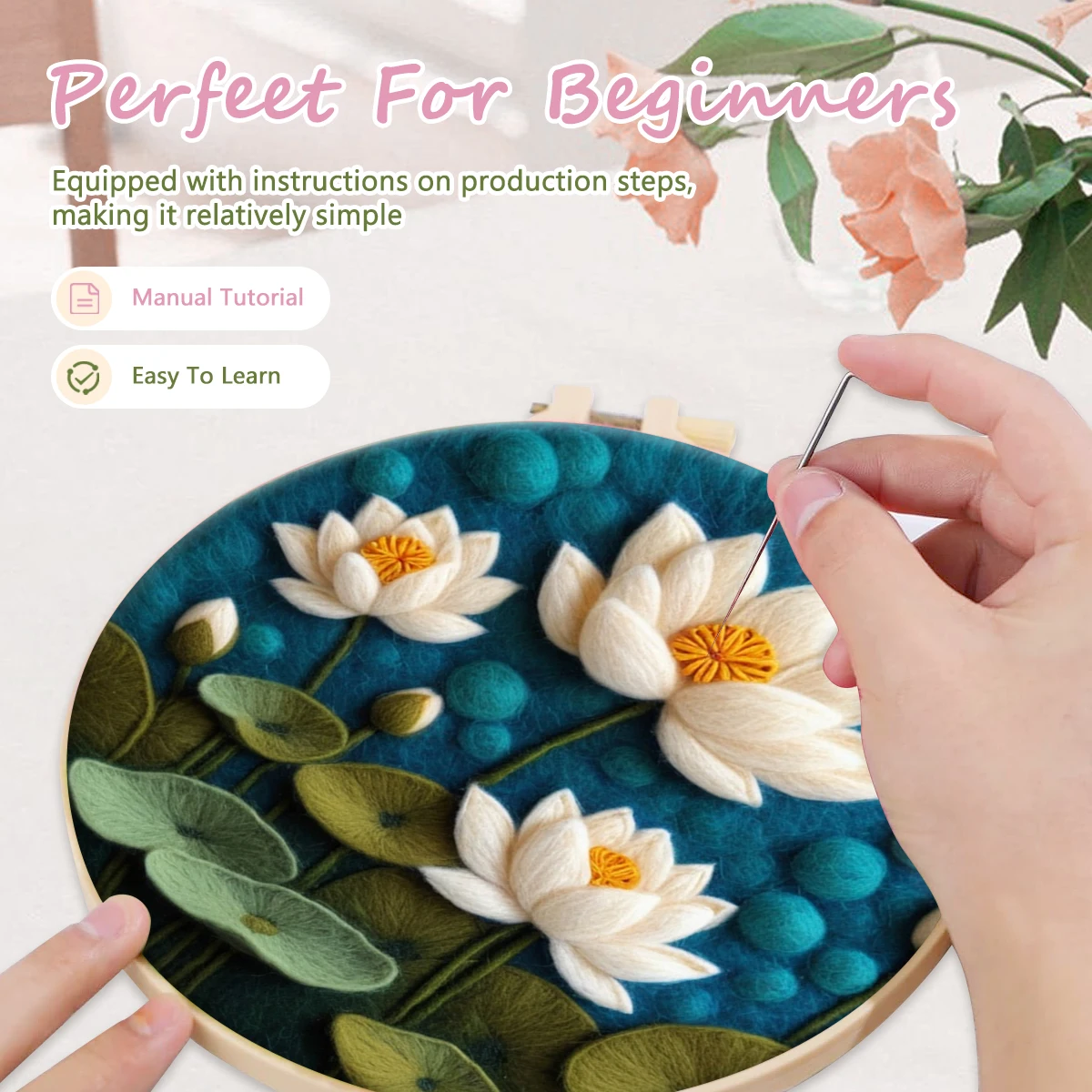 GATYZTORY Scenery Painting DIY Wool Embroidery Kit Needle Felting starter Tools Mom Friends Kids wool felting kit needle felt kit