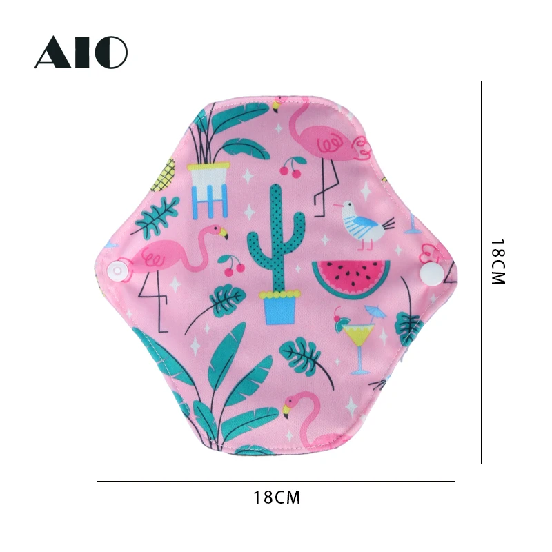 AIO 18*18cm Heavy Flow Reusable Menstrual Pad Waterproof PUL Feminine Hygiene Panty Liner Polar Fleece Washable Sanitary Napkin