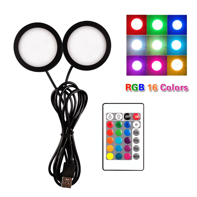 LED Cabinet Light Cabinet Lights LED Cabinet Lights Led Spotlight 6W 10W USB DC5V RGB With Remote Jewelry Cabinet Showcase Counter Lamp Ceiling Mini Spot Light USB plug 2 in One