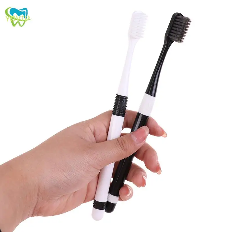 커플 소프트 칫솔 대나무 숯 성인용 블랙 화이트 심플 칫솔, 부드러운 강모 가정용 휴대용 구강 케어 액세서리