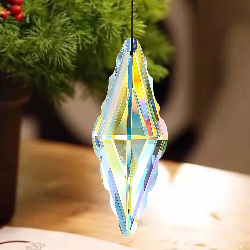 Double Pointed Prism Pendant Crystal Lucky Knot Rainbow Maker Suncatcher 120mm Living Room Chandelier Accessories
