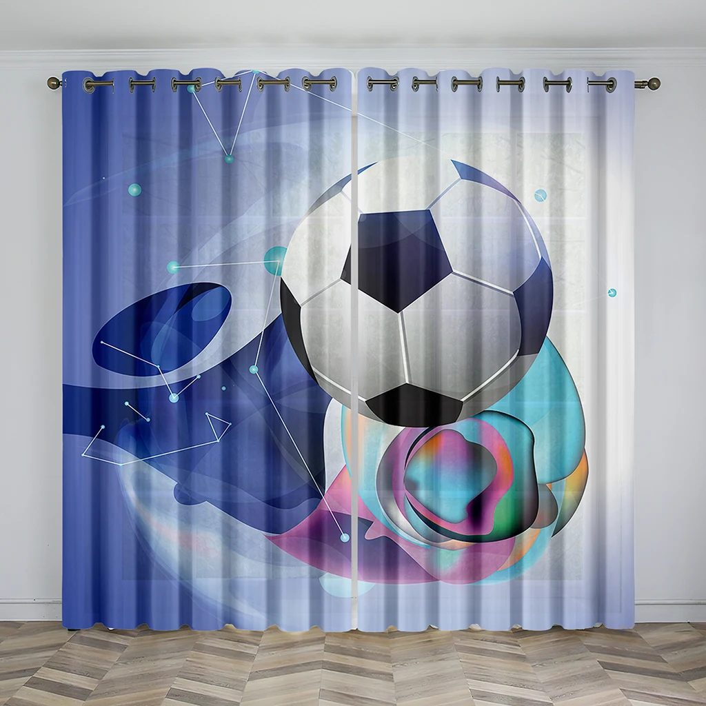 

Football Letter Printing Curtain Living Room Bedroom Curtain Home Decoration Curtain Boy's Necessary Polyester Material Curtain
