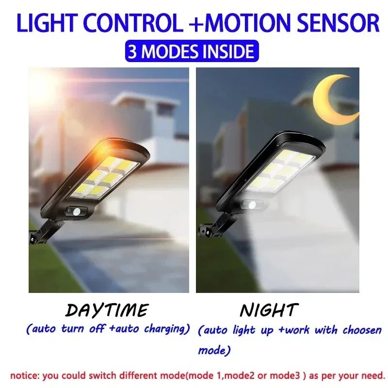 LED 태양광 가로등 야외 방수 모션 센서 3가지 조명 모드 차고 정원 산책로용 태양광 벽등