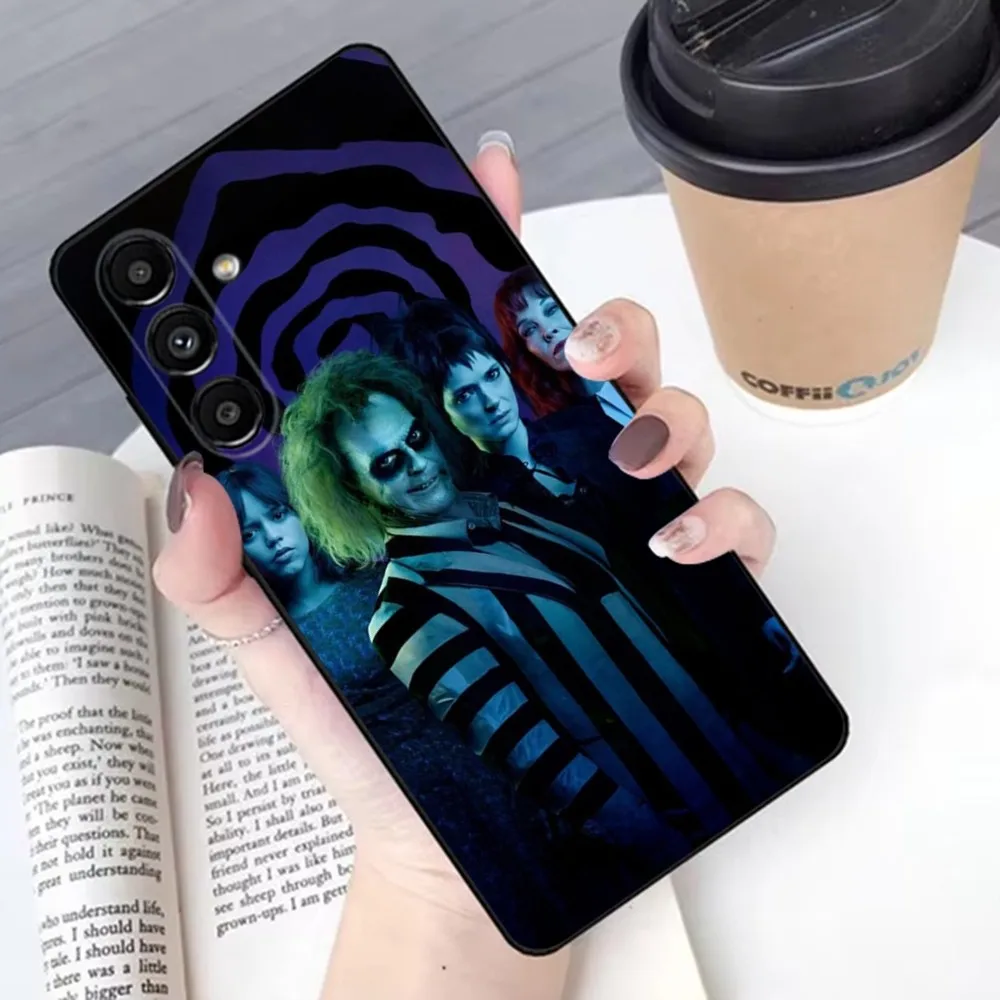 Funda de silicona suave negra B-Beetlejuice 2 para Samsung S24,23,22,30,21,10,9,Ultra,Plus,Lite,FE
