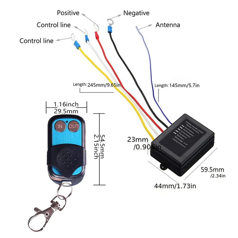 ATV For Jeep 12/24V 무선 전기 윈치 원격 제어 키트-핸드셋 스위치 다목적 컨트롤러