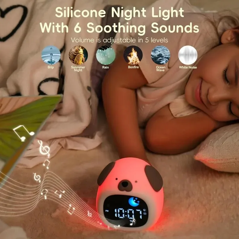 Cartoon animal pat-pat stress relief color-changing night light auxiliary sleep soothing light sleepy LED alarm clock light 6
