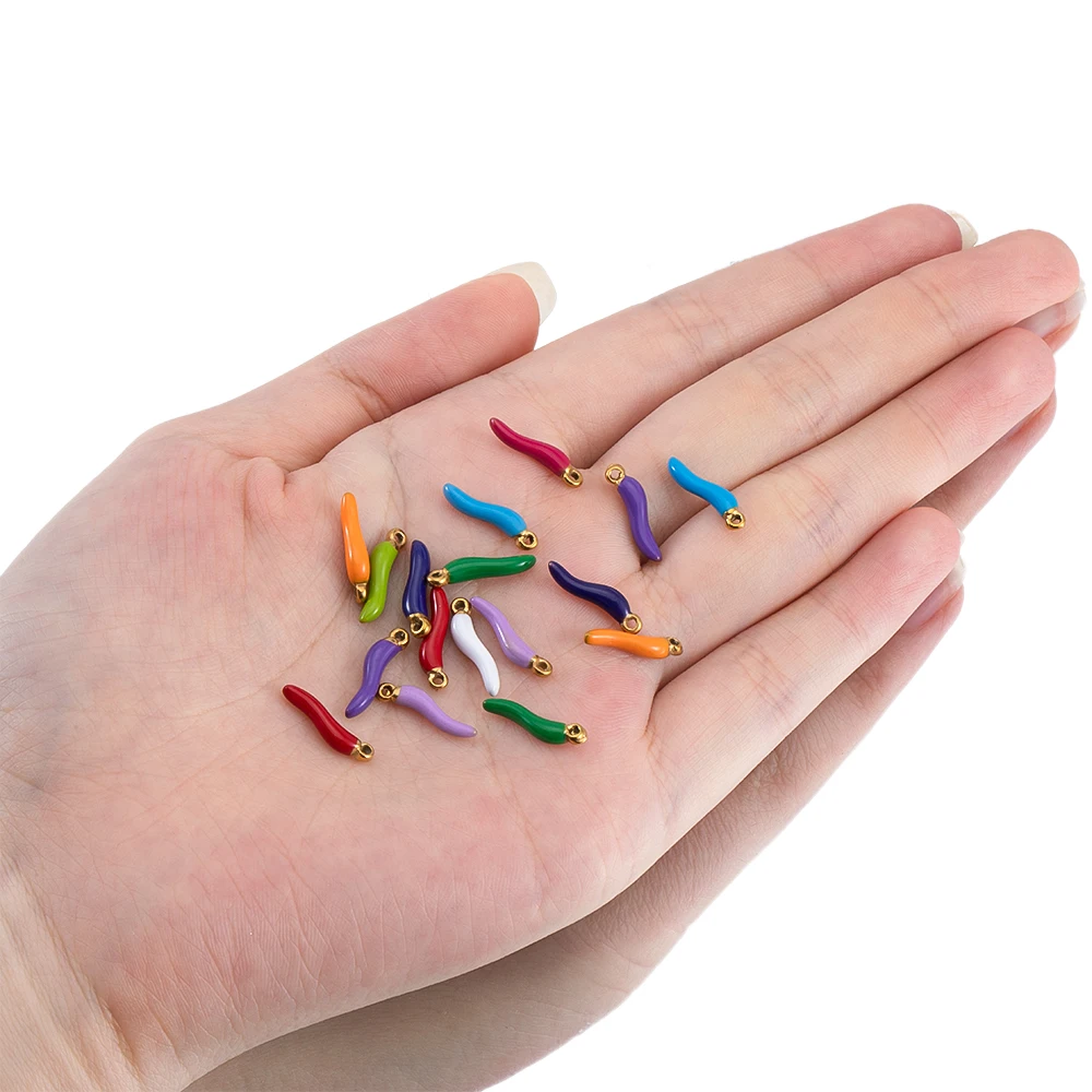 2 Stück 5 Stück Edelstahl Pfeffer Charms mit Naturstein Chili Ohrringe Anhänger für Halsketten DIY Schmuckherstellung Zubehör Bulk – Detail 14