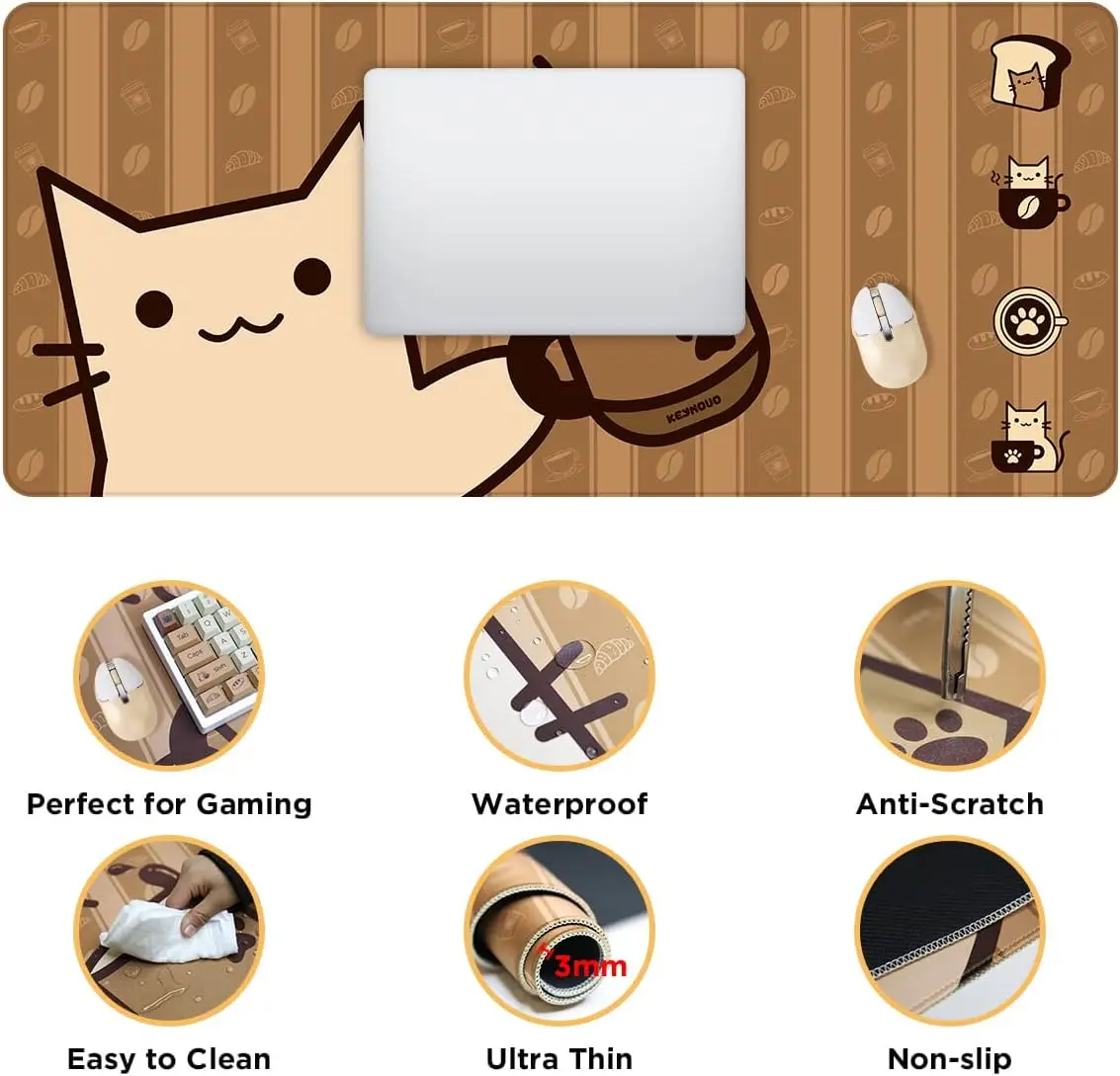 YUNZII Keynovo Mouse Mat Desk Pad- - Coffee Cat – YUNZII KEYBOARD