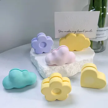 창의적인 카드홀더 실리콘 몰드, DIY 하트 플라워 카드 클립 만들기, 석고 송진 콘크리트 공예 금형, 사무실 데스크탑 장식