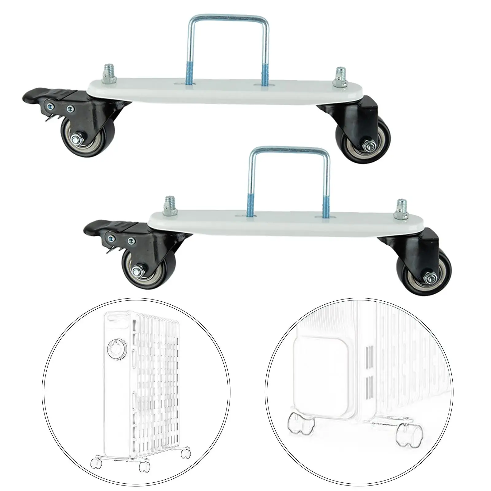 

2 Pieces Electric Heater Caster Bracket Frame Base Repair Parts Durable Easily Install Professional with Brake Wheel Accessory