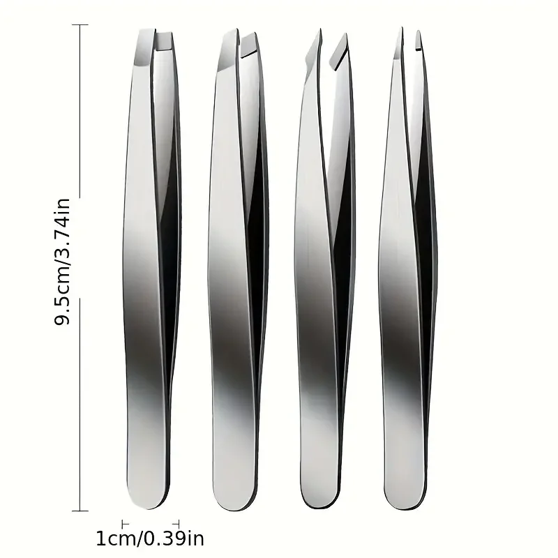 4pcs professional tweezers-great for eyebrow hair removal, pruning and inward growing hair removal for men and women 2