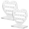 2 Pcs Heart Shaped Earring Display Stand Small Holder Acrylic Jewelry Rack Retail Stands Earrings Organizer 6
