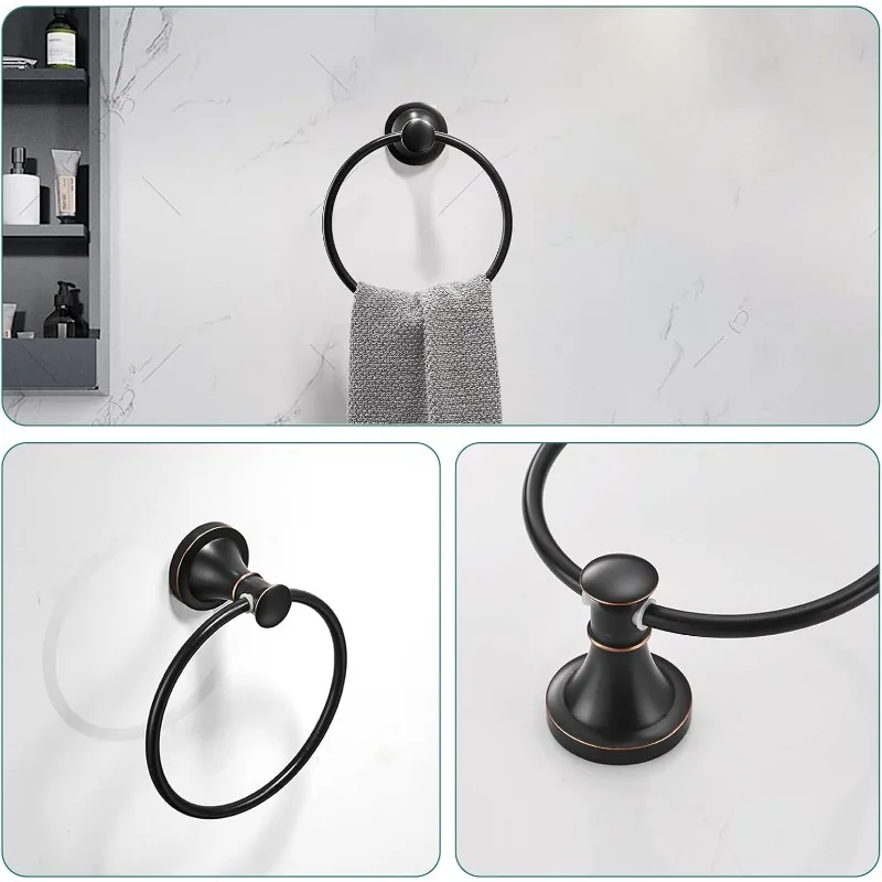 Oil Rubbed Bronze 4-Piece Bathroom Bath Set, Wall Mount Bathroom Hardware Fixture, Accessories