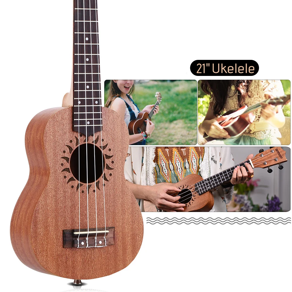 Ukulele Set 21 inch Ukulele Sapele Acoustic Ukulele 15 Fret 4 Strings Stringed instruments Guitar Music instruments mini guitar For beginner