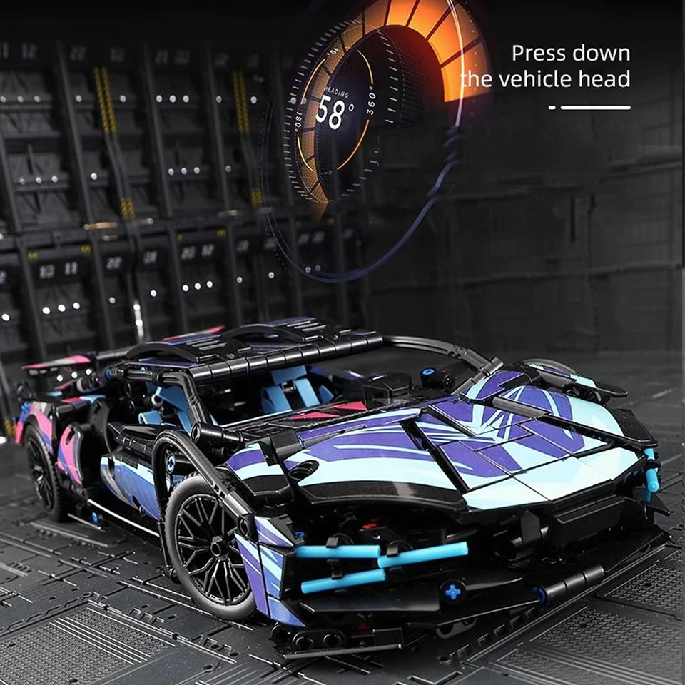 Set Mattoncini Supercar 1280 Pezzi Scala 1:14 | Modello Auto Da Corsa Da Costruire Per Adulti E Ragazzi - 4