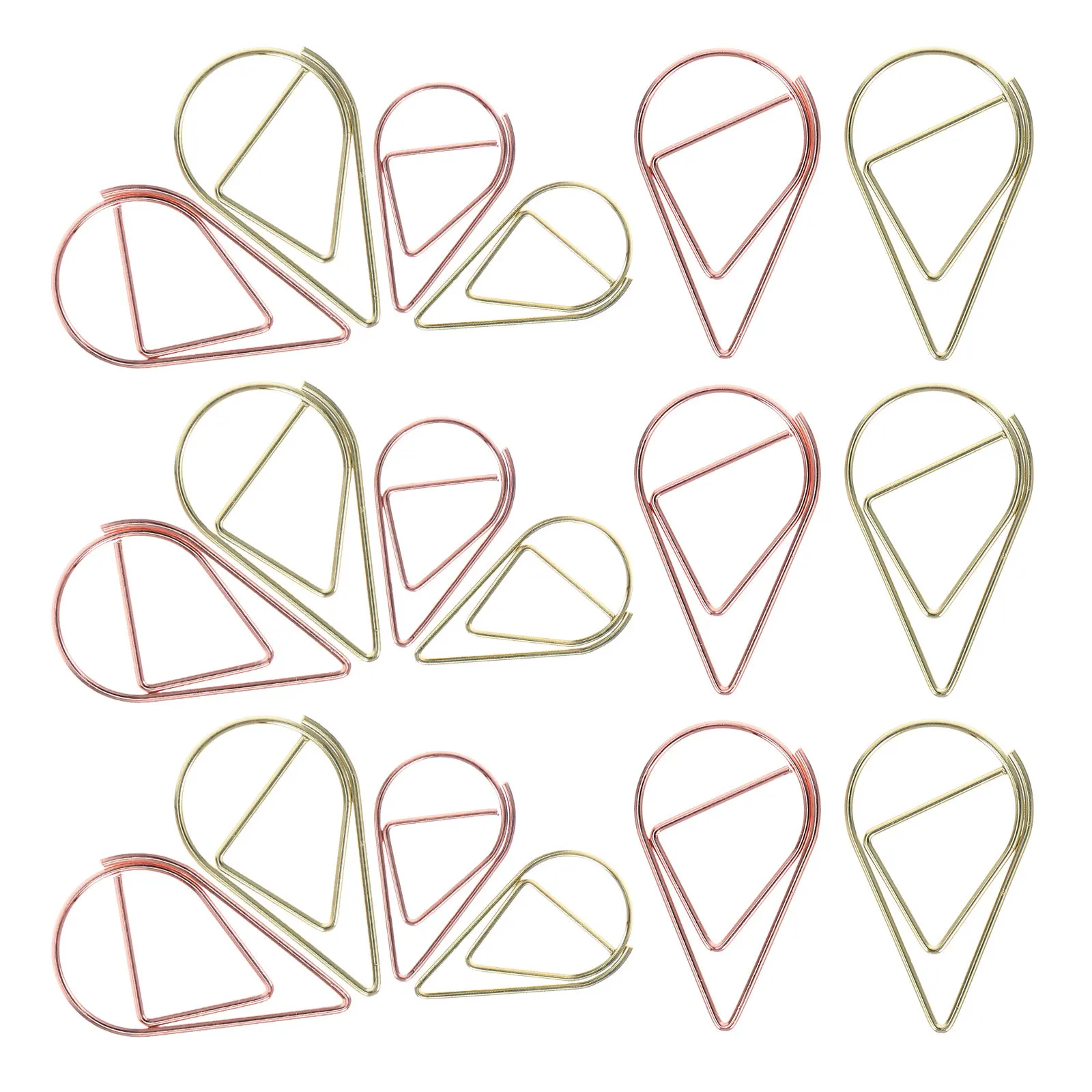 100Pcs 눈물 모양의 종이 클립 문서 정리를위한 금속 드롭 모양의 클립 사무실 학교 결혼식 초대장 장식