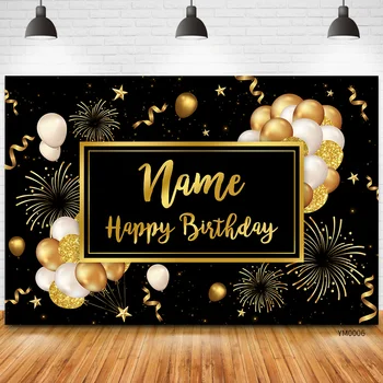 커스텀 이름 사진 생일 축하 배경 배너, 사인 포스터 반짝이 풍선, 생일 파티 장식