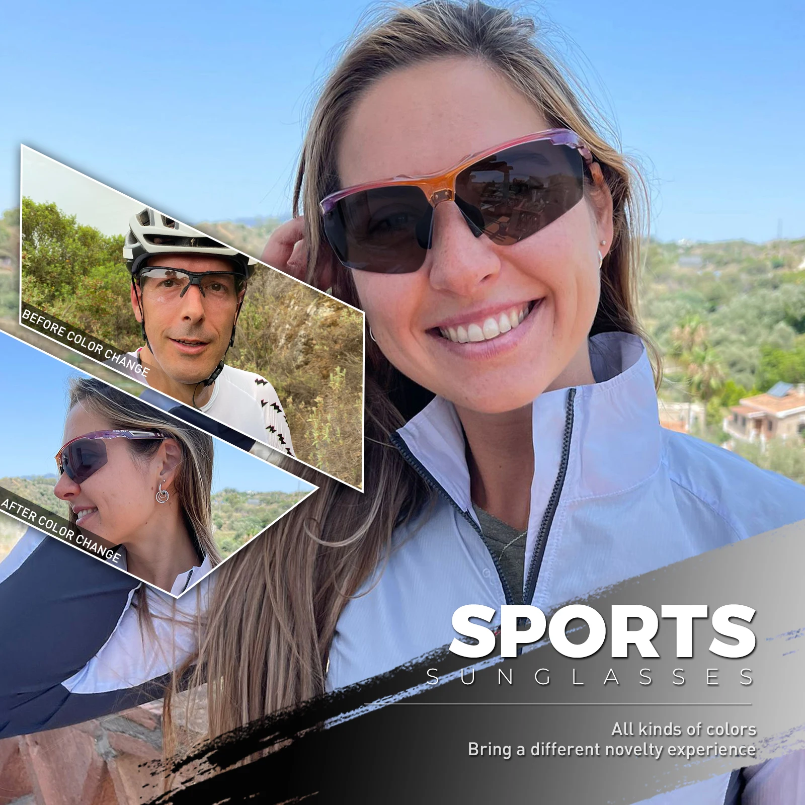 SCVCN Photochromic Sunglasses Cycling Glasses Bike Running Man Sun Bicycle Sports MTB Road Eyewear for Women Cycle Goggles 2023