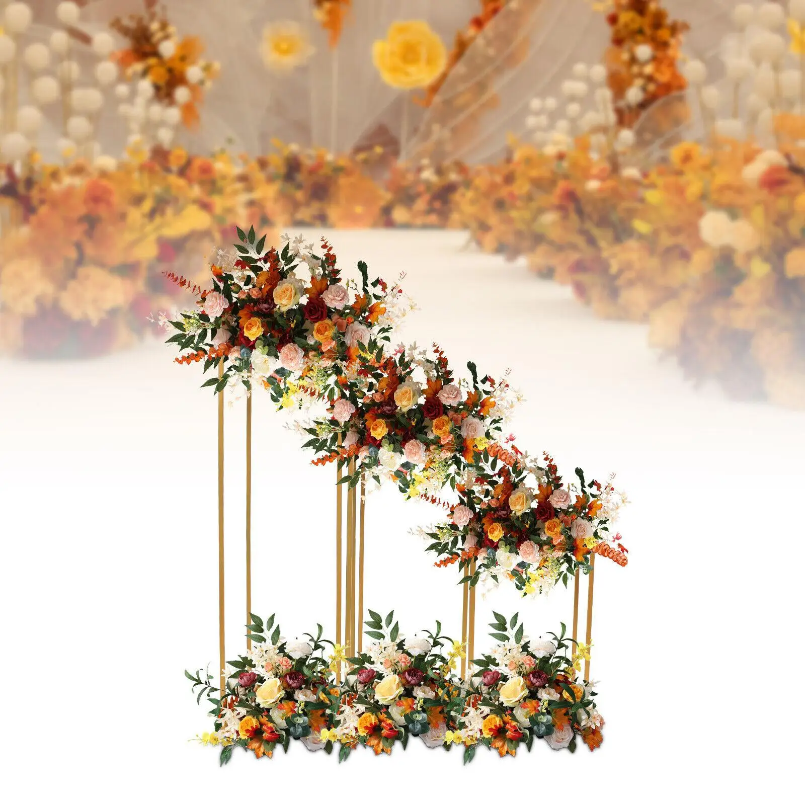 

Wedding Flower Stand Sets of 3 16/24/32Inch Tall Vase Column Metal
