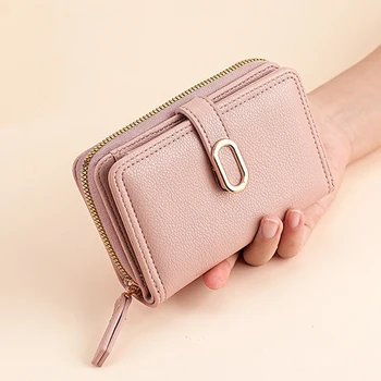 Portafoglio da donna con tasca portamonete con cerniera Portamonete in pelle PU per donna Portafogli e borsette modello litchi Borse per soldi Simole Billfold