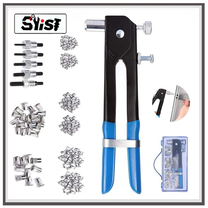 Rivet Nut Gun Assortment Kit, Riveter Tool Set, Thread Hand Rivet Gun Threaded Insert Tool with 80PCS Rivet Nuts M3 M4 M5 M6 M8 320pcs m2 m3 m4 male female hex nylon spacer standoff screw nut threaded pillar pcb motherboard assortment kit