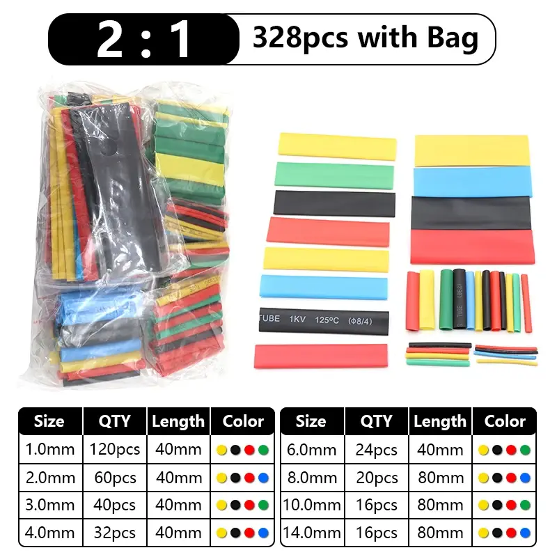 102-750pcs 2:1 Thermoresistant Tube Heat Shrink Wrapping Kit Assorted Wire Cable Insulation Sleeving 3:1 Heat Shrink Tube Set - Image 12