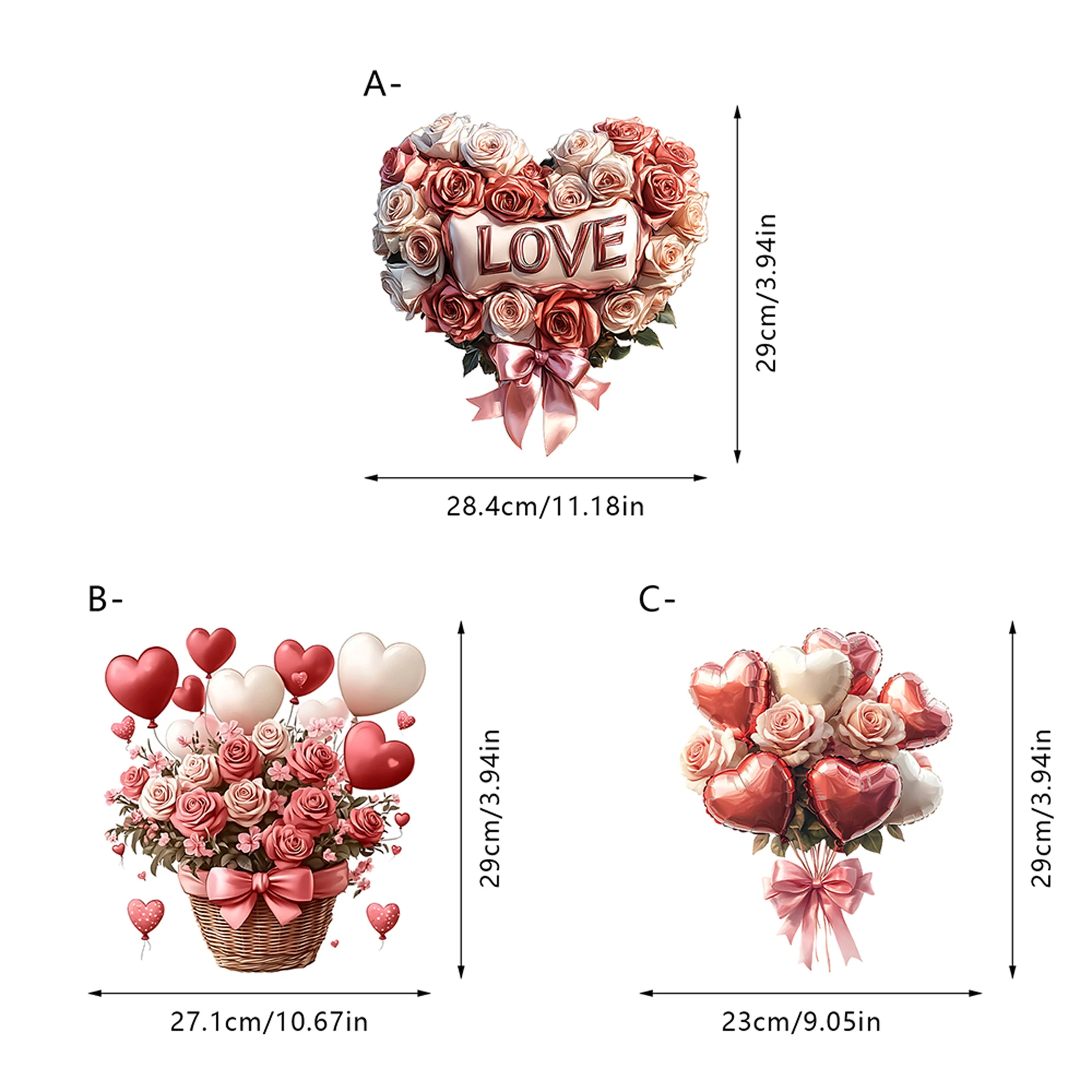 Valentine s Day Love Heart Toilet Seat Cover Stickers Romantic Rose Flower Wall Decals Bathroom Decorations