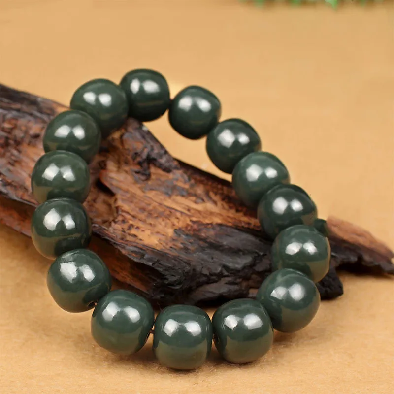 

Xinjiang Hetian Jade Sapphire Old Beads Bracelet Simple Joker Bracelets for Men and Women