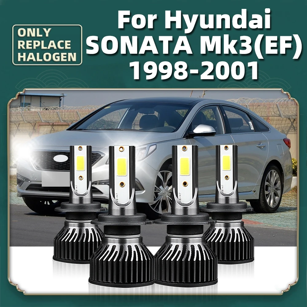 

4PCS LED H7 Headlights Car Lamps Turbo Fan Headlamps COB Bulbs Auto 12V 6000K For Hyundai Sonata Mk3(EF) 1998 to 2001 2000 1999