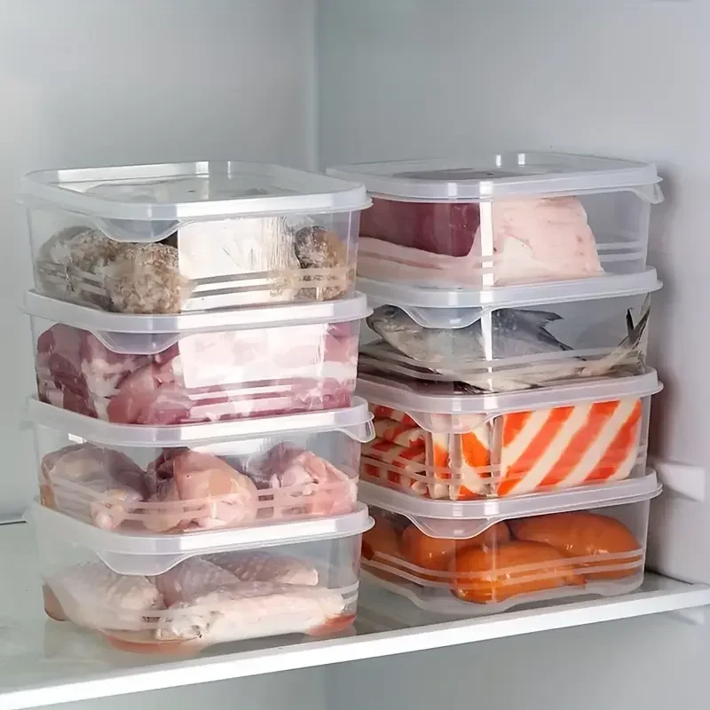 1/10PC Small Food Preservation Boxes Refrigerator Frozen Meat Vegetable Fresh-Keeping Box Transparent Kitchen Sealed Storage Box 6