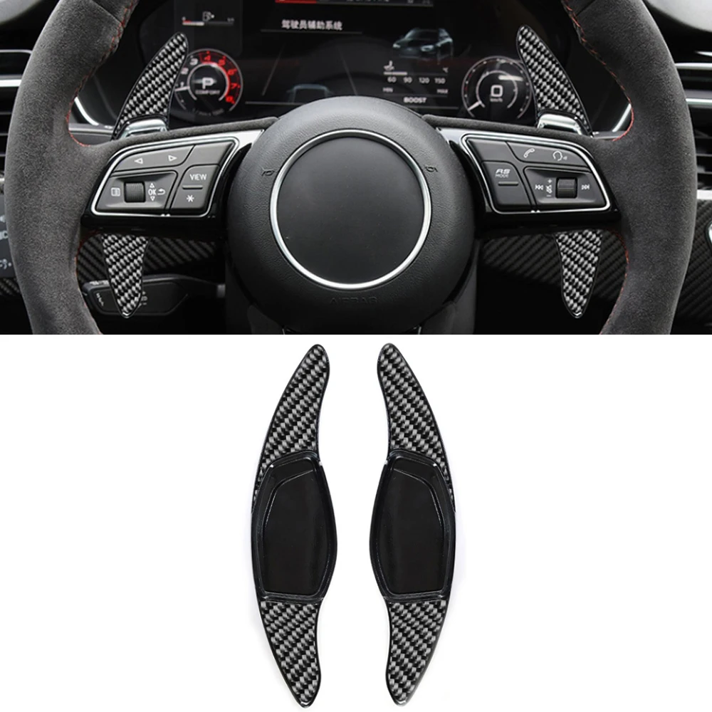 

Car Accessories for Audi RS 4 RS3 RS5 Q3 Q8 RS6 RS7 R8 TT Carbon Fiber 2pcs Car Steering Wheel Shift Paddle Shifter Extended