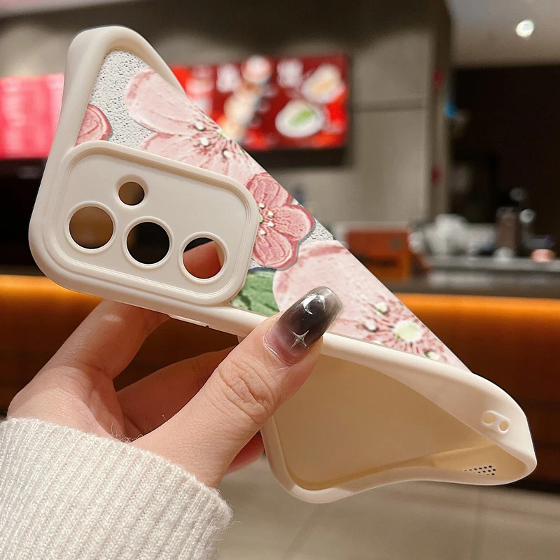 Floral Oil Painting Soft TPU Phone Case - Elegant Flower Design Cover