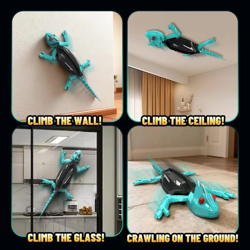 RC Wall-Climbing Lizard Toy &ndash; Viral Christmas Toy, Simulated Design, Multi-Scene Play, LED Lights, Gift for Kids & Prank Lovers
