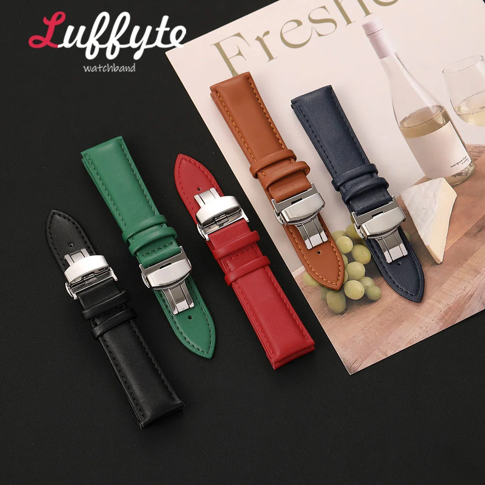 Unisex PU Leather Watch Strap with Stainless Steel Butterfly Buckle - Fashion Casual Accessory