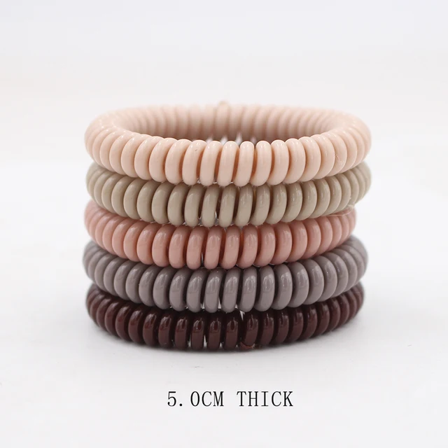 5Pcs/set New Fashion Matt Solid Telephone Wire Elastic Hair Band Frosted Spiral Cord Rubber Band Hair Tie Stretch Head Band Gum color1thick5cm