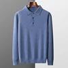 100% Pure Wool Jacket Men's POLO Collar Pullover 2022 Spring and Autumn New Knitted Top Casual Loose Large Size Men's Shirts 1