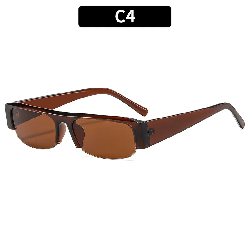 Vintage Leopard Print Half Frame Small Rectangle Gradient UV400 Sunglasses