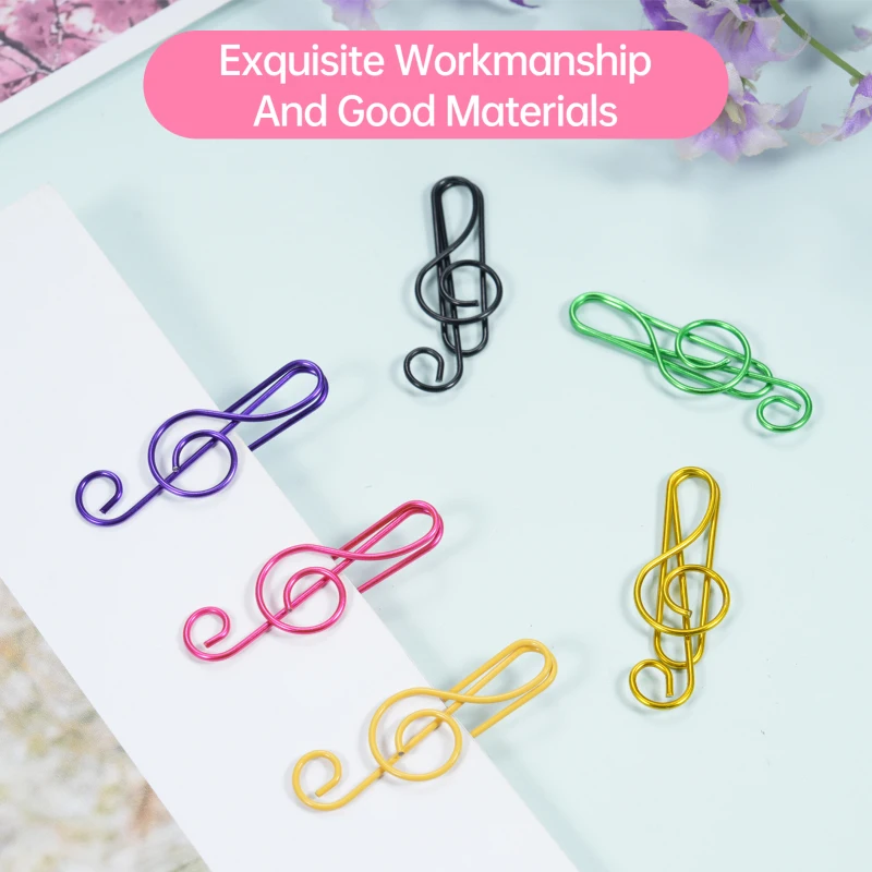 30/50/100PCS Paper Clips Cute Musical Note Paperclip Multicolor Metal Bookmarks for Music Enthusiast for Party Invitation Card paper clips