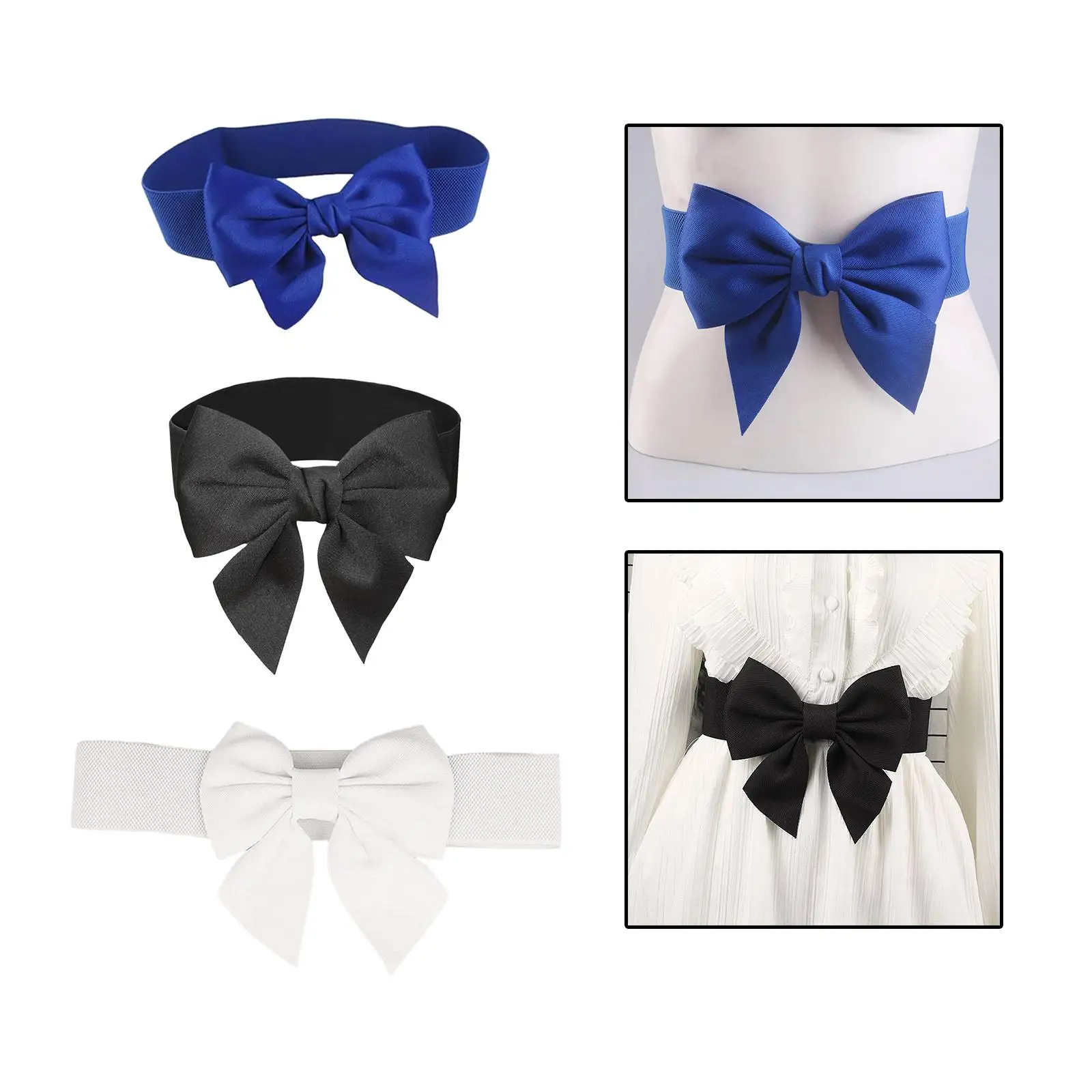 Women Stretchy Waist Belt Dress Belts Waistband Waist Band Big Bow Knot Waist Belt for Party Casual Matching Outfit Clothes