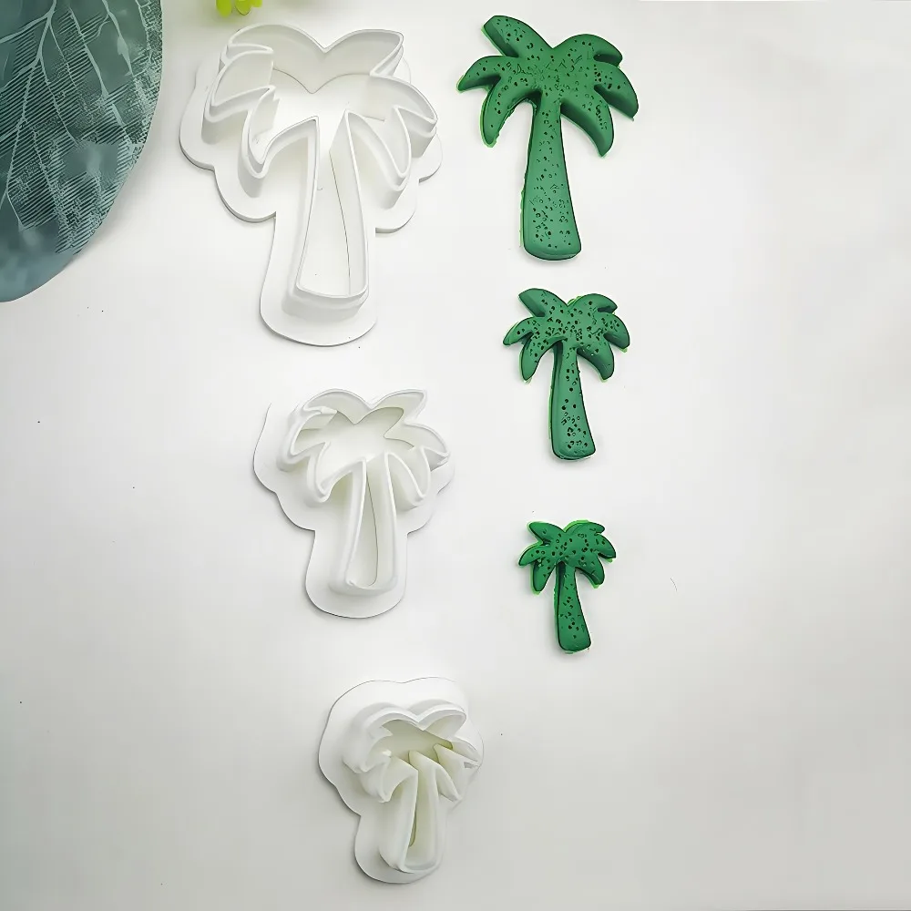 3Pcs 여름 야자수 폴리머 클레이 커터 세트 DIY 귀걸이 쥬얼리 만들기를 위한 열대 야자수 금형