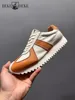 Comfortable Mens Genuine Leather Sneakers Spring Summer Lace Up Spliced Designer Casual Shoes Thick Bottom Jogging Walking Shoes 1