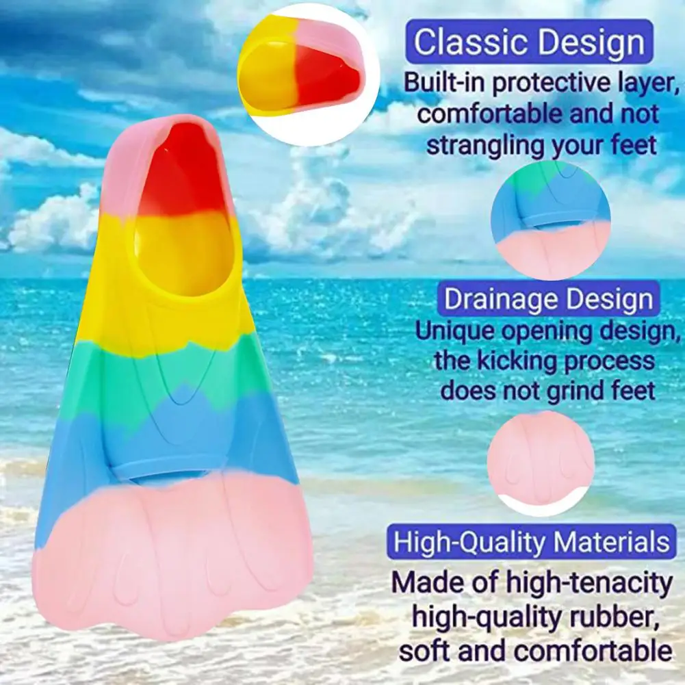 1 Pair Swim Fins Comfortable Non-slip Professional Auxiliary Training Silicone Short Swimming Training Flippers Water Sports 4