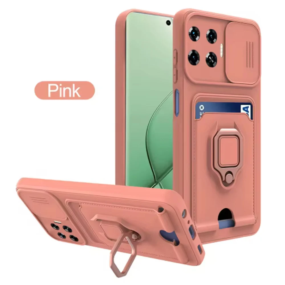Enhanced TPU Soft Wallet Phone Case with Magnet Holder and 360° Ring