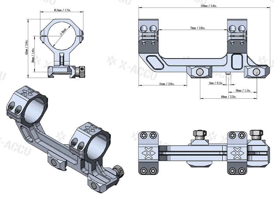 Vector Optics 30/34 mm hoch, einteilige Picatinny-Halterung, 0/20 mA, entworfene Schießjagd mit großer Reichweite – Detail 13