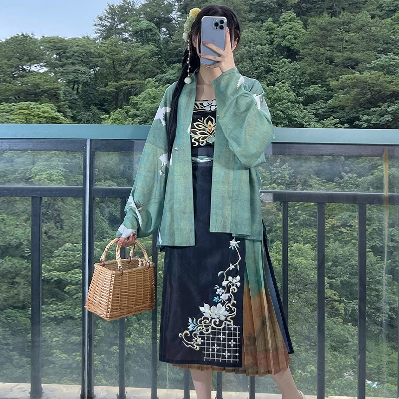 

Song-Made Improved Spinning Skirt Aircraft Sleeve Daily Style Spring and Summer Women's Han Chinese Clothing