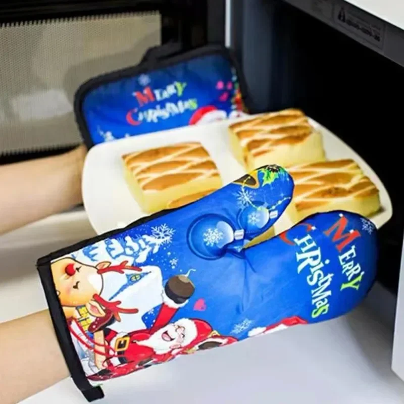 Kitchen Gloves Insulation Merry Christmas Pad Cooking Microwave Baking BBQ Oven Pot Holders